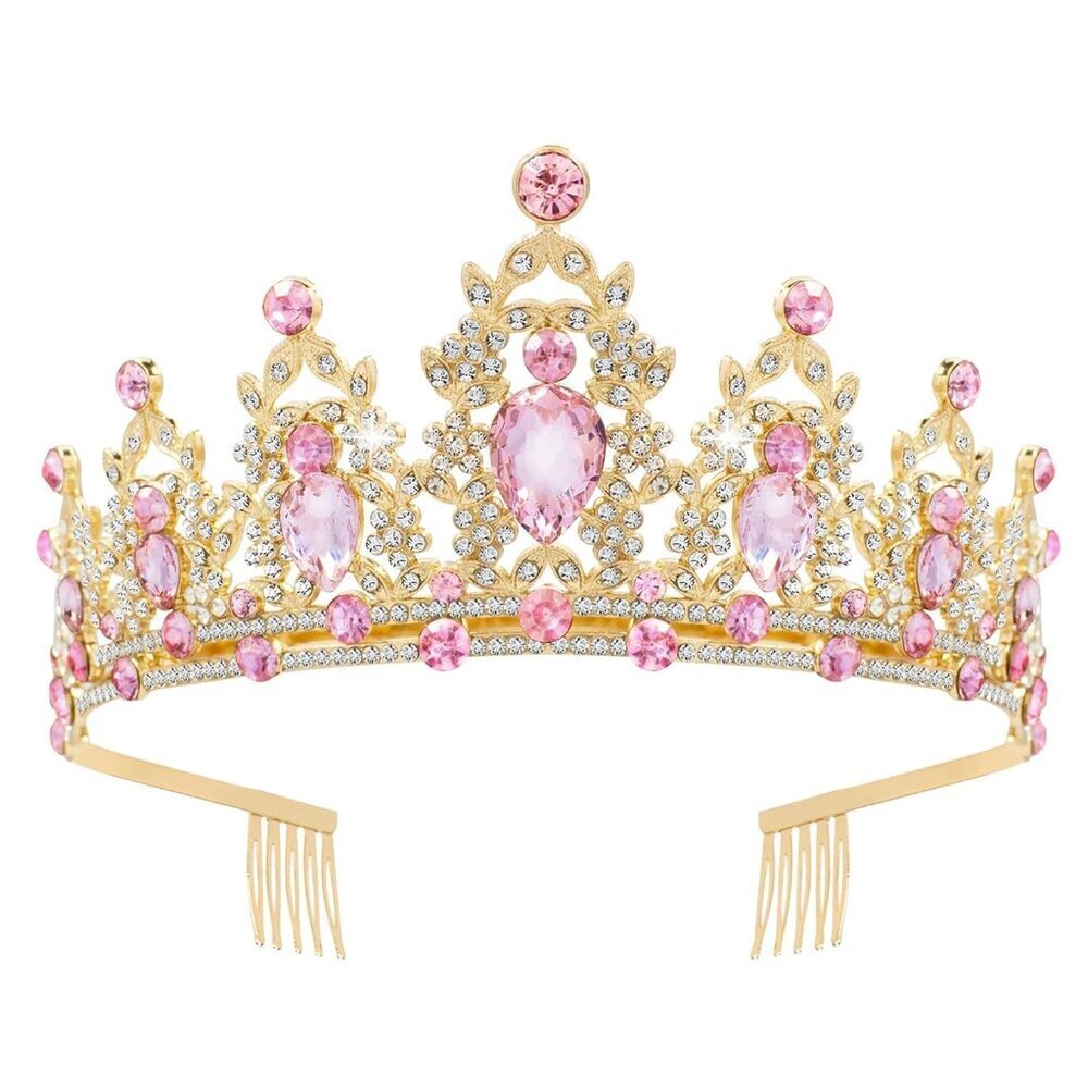 Pink Princess Tiara Crown for Women Girls Costume Accessory Halloween